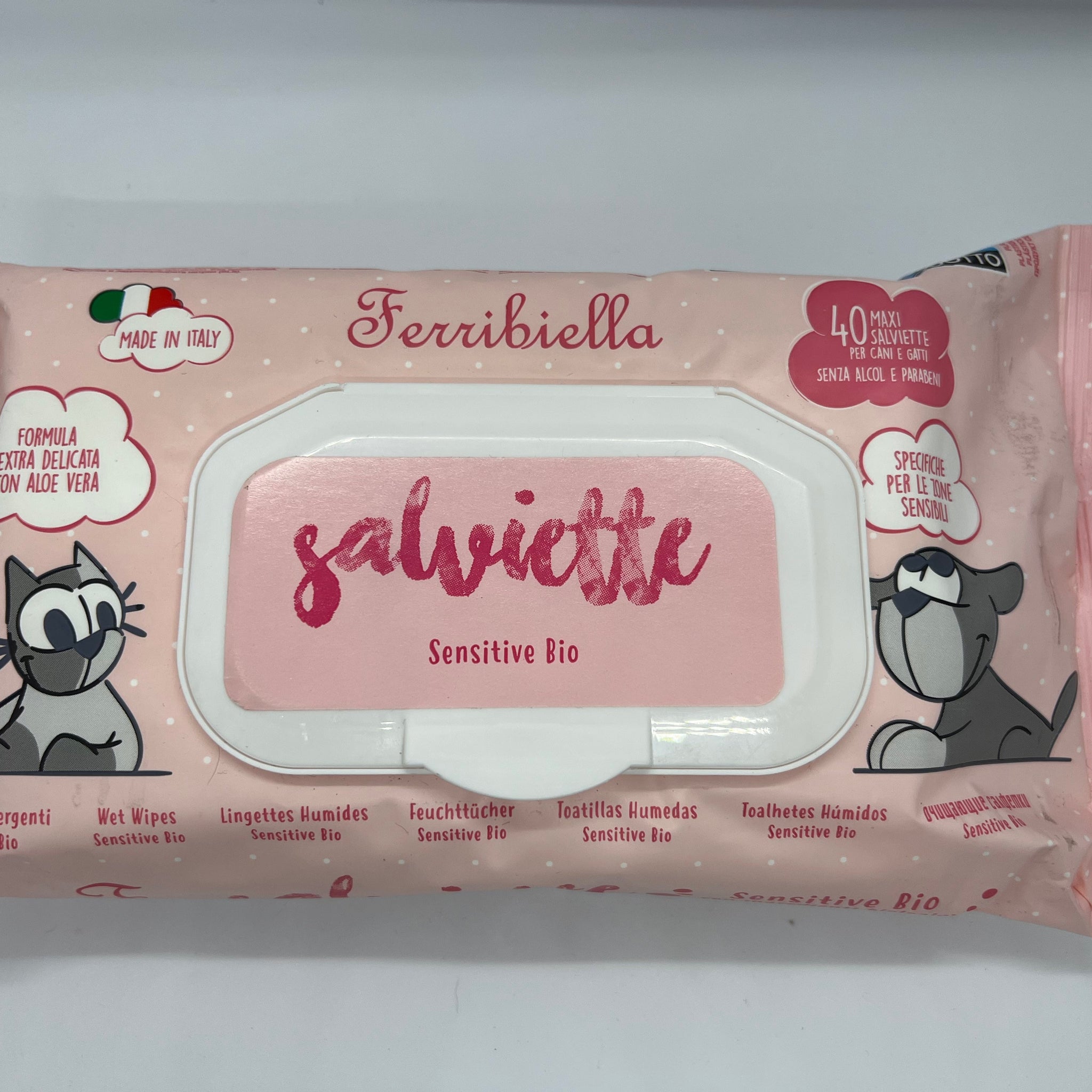 FERRIBIELLA WIPES - SENSITIVE BIO 40 PCS - BlondiePaws